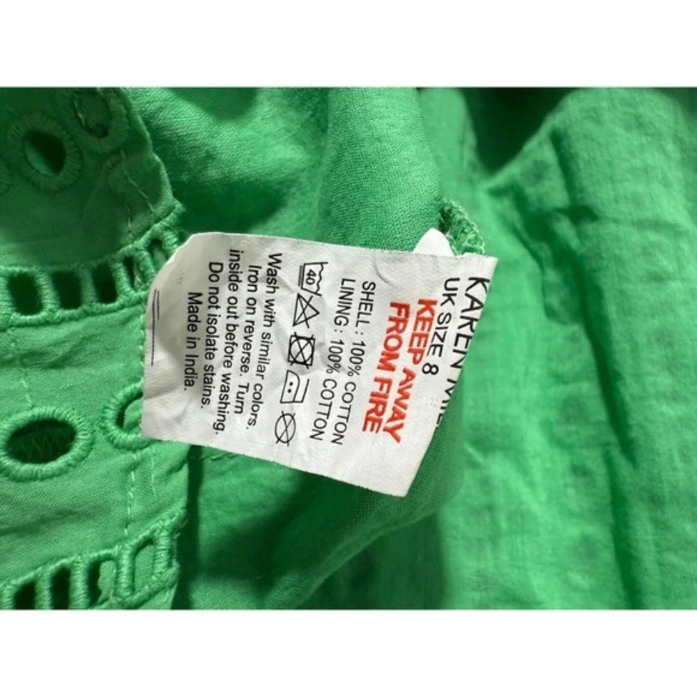 Karen Millen Eyelet Dress US 4 Green Long Sleeve Shirt Dress‎
